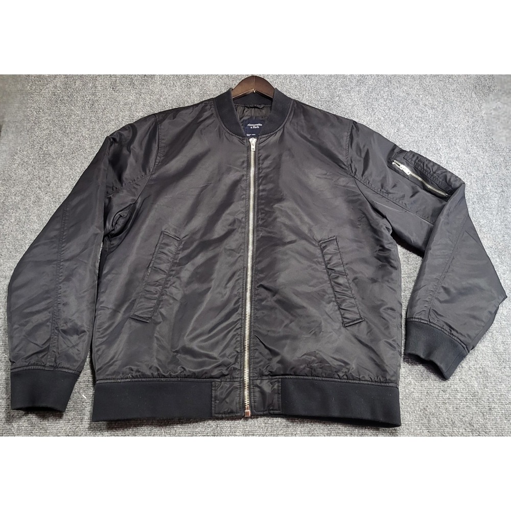 Abercrombie & Fitch Black Nylon MA-1 Bomber Jacket Men's Size X-Large